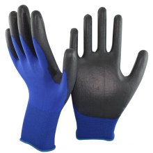 NMSAFETY 18 gauge dunkelblaue Nylon-Liner Pu beschichtete Handschuhe